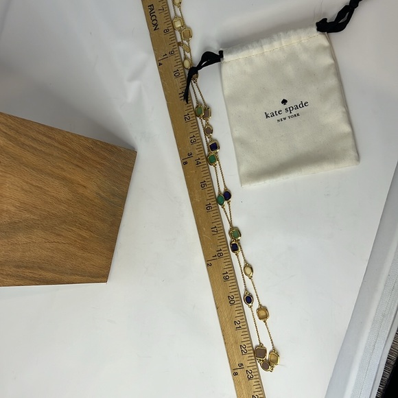 Kate Spade beautiful gold mixed stone long statement necklace - Picture 5 of 6